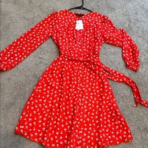 Banana Republic Red Floral Tie-Front Dress size 6
